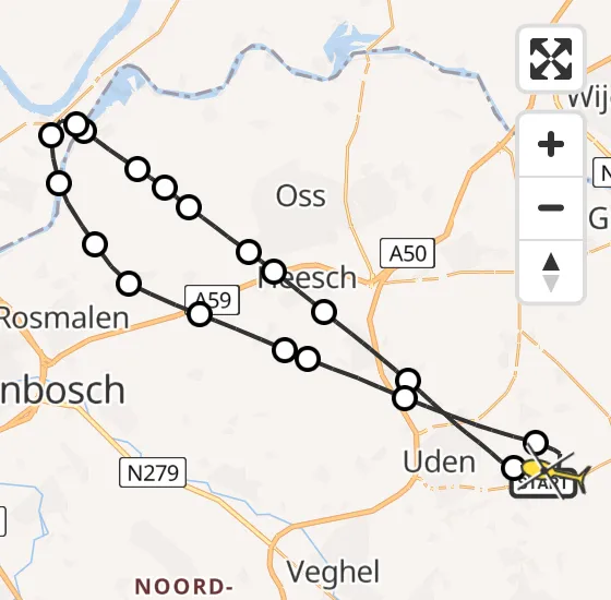 Vlucht Traumahelikopter PH-HVB van Vliegbasis Volkel naar Vliegbasis Volkel op donderdag 19 december 2024 12:56