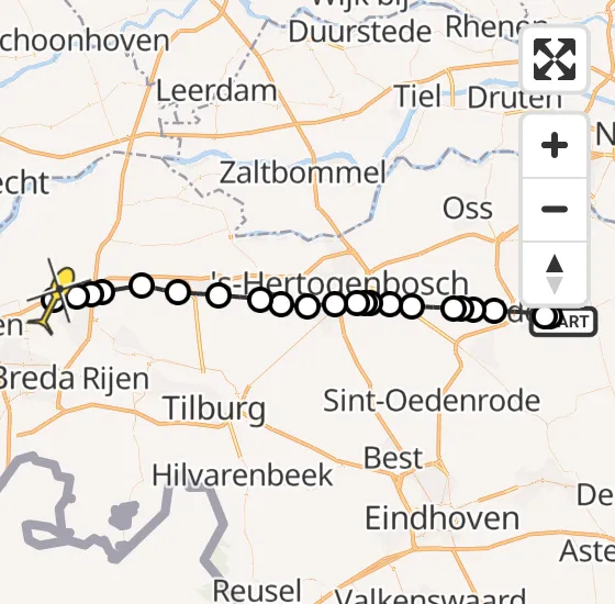 Vlucht Traumahelikopter PH-HVB van Vliegbasis Volkel naar Den Hout op donderdag 19 december 2024 14:33