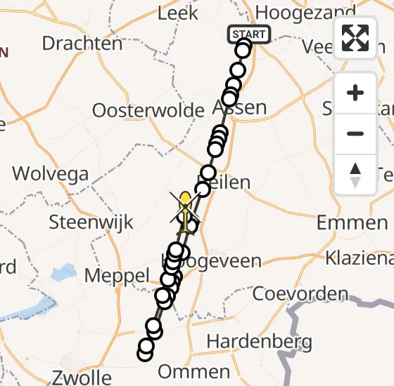 Vlucht Traumahelikopter PH-TTR van Groningen Airport Eelde naar Dwingeloo op donderdag 19 december 2024 14:38