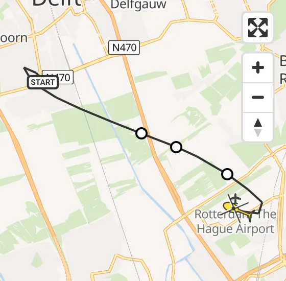 Vlucht Traumahelikopter PH-UMC van Delft naar Rotterdam The Hague Airport op donderdag 19 december 2024 14:46