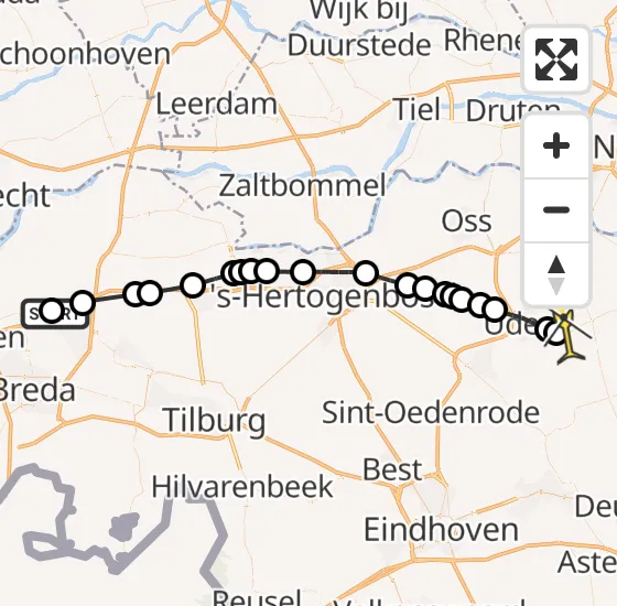 Vlucht Traumahelikopter PH-HVB van Den Hout naar Vliegbasis Volkel op donderdag 19 december 2024 15:20