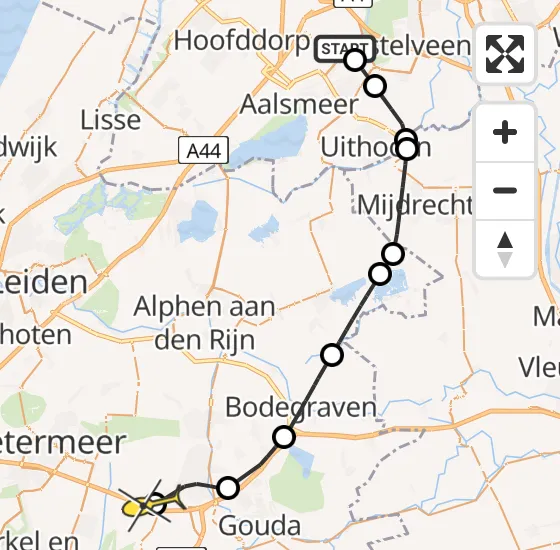 Vlucht Politiehelikopter PH-PXA van Schiphol naar Zevenhuizen op donderdag 19 december 2024 17:14