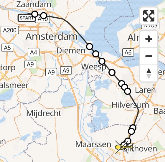 Vlucht Traumahelikopter PH-LLN van Amsterdam Heliport naar Groenekan op donderdag 19 december 2024 19:05