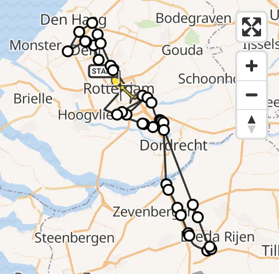 Vlucht Politiehelikopter PH-PXA van Rotterdam naar Rotterdam op donderdag 19 december 2024 19:22