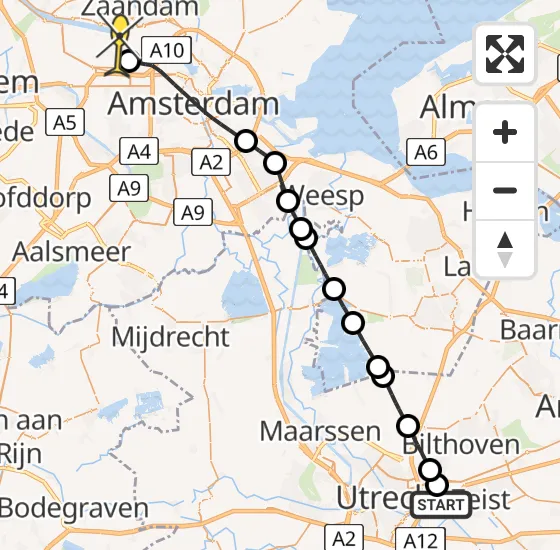 Vlucht Traumahelikopter PH-LLN van Universitair Medisch Centrum Utrecht naar Amsterdam Heliport op donderdag 19 december 2024 19:56