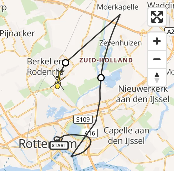 Vlucht Politiehelikopter PH-PXA van Rotterdam naar Bergschenhoek op donderdag 19 december 2024 20:53