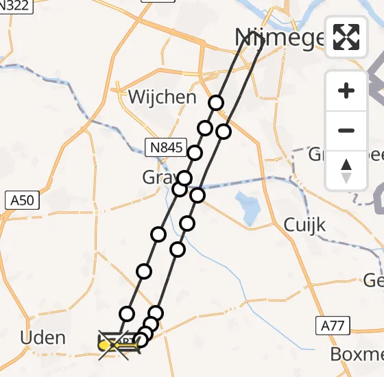 Vlucht Traumahelikopter PH-HVB van Vliegbasis Volkel naar Vliegbasis Volkel op donderdag 19 december 2024 23:46