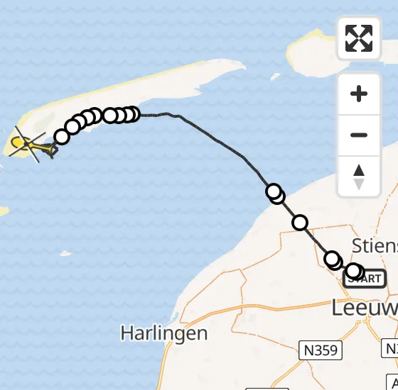 Vlucht Ambulancehelikopter PH-HOW van Vliegbasis Leeuwarden naar West-Terschelling op vrijdag 20 december 2024 4:52