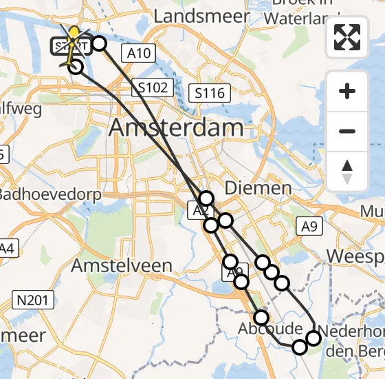 Vlucht Traumahelikopter PH-LLN van Amsterdam Heliport naar Amsterdam Heliport op vrijdag 20 december 2024 5:03