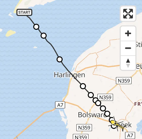 Vlucht Ambulancehelikopter PH-HOW van West-Terschelling naar Sneek op vrijdag 20 december 2024 5:32