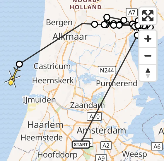 Vlucht Politiehelikopter PH-PXZ van Amsterdam naar  op vrijdag 20 december 2024 9:24