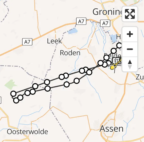 Vlucht Traumahelikopter PH-TTR van Groningen Airport Eelde naar Groningen Airport Eelde op vrijdag 20 december 2024 9:51