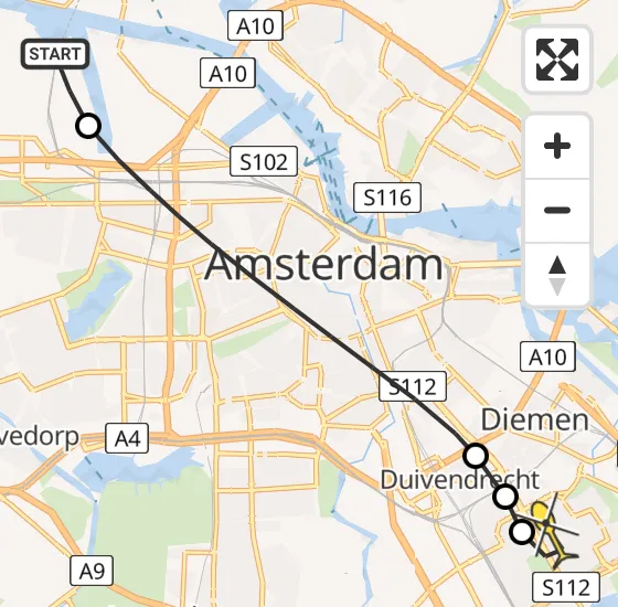 Vlucht Traumahelikopter PH-LLN van Amsterdam Heliport naar Amsterdam op vrijdag 20 december 2024 11:11