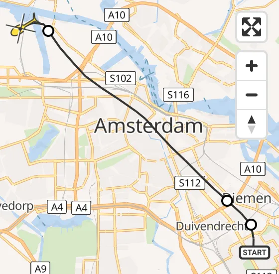 Vlucht Traumahelikopter PH-LLN van Amsterdam naar Amsterdam Heliport op vrijdag 20 december 2024 11:30