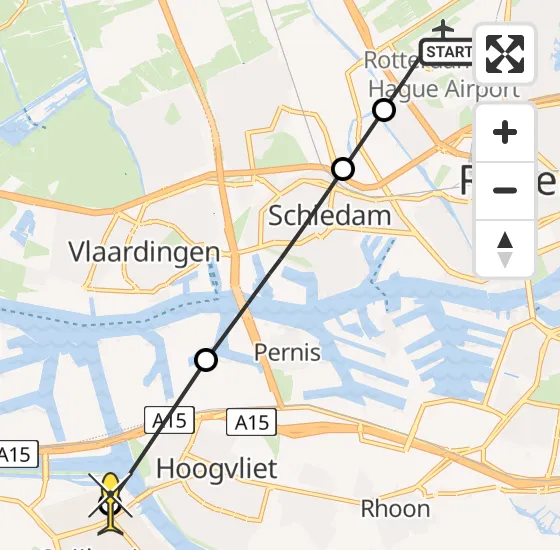 Vlucht Traumahelikopter PH-UMC van Rotterdam The Hague Airport naar Spijkenisse op vrijdag 20 december 2024 11:55