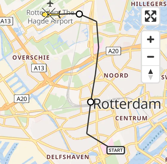 Vlucht Traumahelikopter PH-UMC van Erasmus MC naar Rotterdam The Hague Airport op vrijdag 20 december 2024 12:58