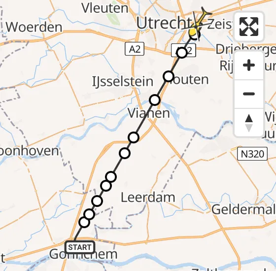 Vlucht Traumahelikopter PH-UMC van Gorinchem naar Universitair Medisch Centrum Utrecht op vrijdag 20 december 2024 13:47