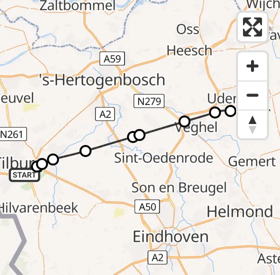 Vlucht Traumahelikopter PH-DOC van Tilburg naar Vliegbasis Volkel op vrijdag 20 december 2024 17:00