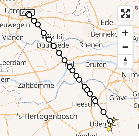 Vlucht Traumahelikopter PH-DOC van Universitair Medisch Centrum Utrecht naar Vliegbasis Volkel op vrijdag 20 december 2024 18:47