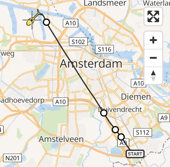 Vlucht Traumahelikopter PH-LLN van Academisch Medisch Centrum (AMC) naar Amsterdam Heliport op vrijdag 20 december 2024 19:11