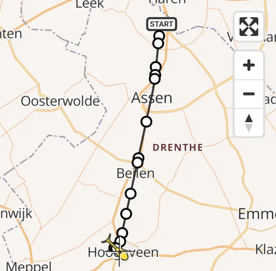 Vlucht Traumahelikopter PH-TTR van Groningen Airport Eelde naar Hoogeveen op vrijdag 20 december 2024 19:43