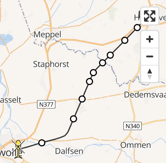 Vlucht Traumahelikopter PH-TTR van Hoogeveen naar Zwolle op vrijdag 20 december 2024 20:34