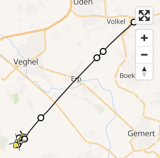 Vlucht Traumahelikopter PH-DOC van Vliegbasis Volkel naar Mariahout op zaterdag 21 december 2024 10:40