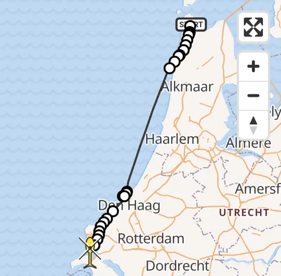 Vlucht Kustwachthelikopter PH-SAR van Vliegveld De Kooy naar Goedereede op zaterdag 21 december 2024 11:17