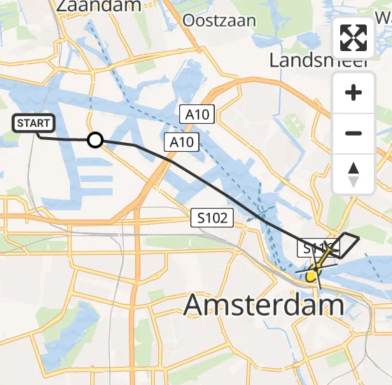 Vlucht Traumahelikopter PH-LLN van Amsterdam Heliport naar Amsterdam op zaterdag 21 december 2024 13:30