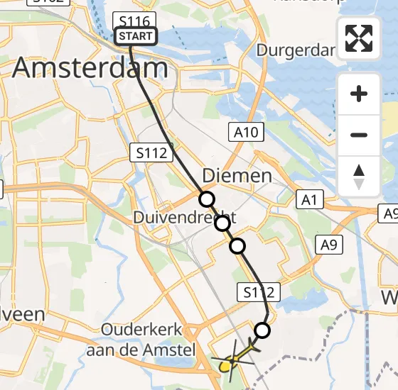 Vlucht Traumahelikopter PH-LLN van Amsterdam naar Academisch Medisch Centrum (AMC) op zaterdag 21 december 2024 13:35