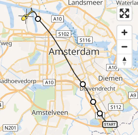 Vlucht Traumahelikopter PH-LLN van Academisch Medisch Centrum (AMC) naar Amsterdam Heliport op zaterdag 21 december 2024 14:14