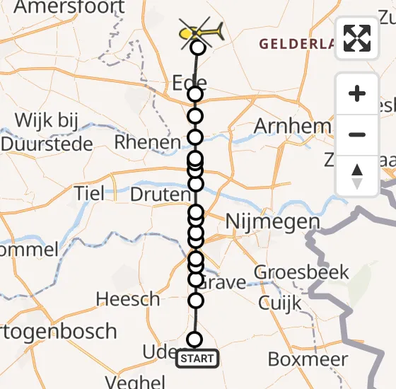 Vlucht Traumahelikopter PH-DOC van Vliegbasis Volkel naar Wekerom op zaterdag 21 december 2024 14:15