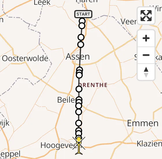 Vlucht Traumahelikopter PH-TTR van Groningen Airport Eelde naar Nieuweroord op zaterdag 21 december 2024 14:53