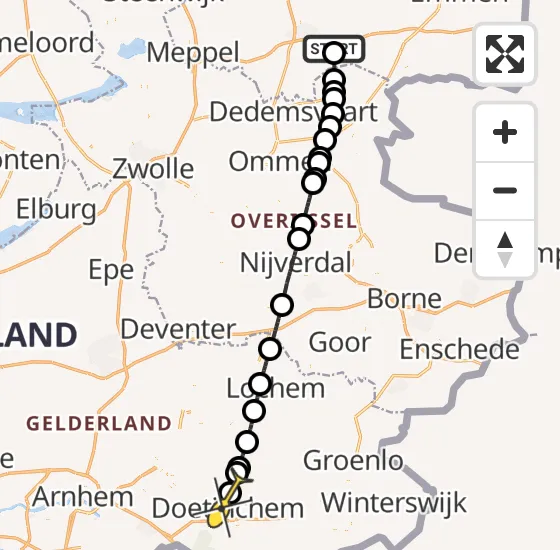 Vlucht Traumahelikopter PH-TTR van Hollandscheveld naar Doetinchem op zaterdag 21 december 2024 15:08