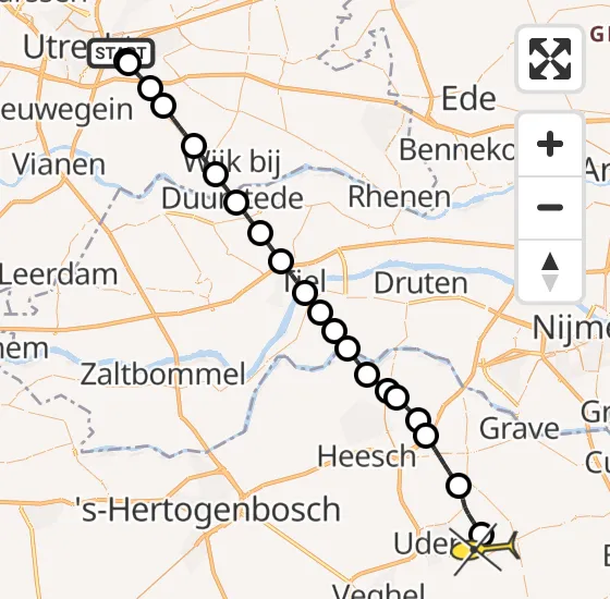 Vlucht Traumahelikopter PH-DOC van Universitair Medisch Centrum Utrecht naar Vliegbasis Volkel op zaterdag 21 december 2024 15:40