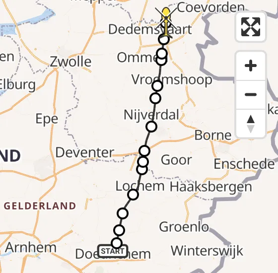 Vlucht Traumahelikopter PH-TTR van Doetinchem naar Slagharen op zaterdag 21 december 2024 16:19