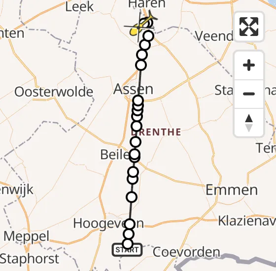 Vlucht Traumahelikopter PH-TTR van Hollandscheveld naar Groningen Airport Eelde op zaterdag 21 december 2024 16:37