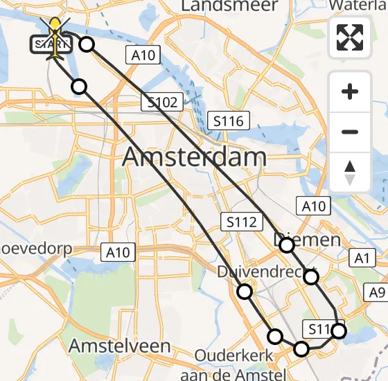 Vlucht Traumahelikopter PH-LLN van Amsterdam Heliport naar Amsterdam Heliport op zaterdag 21 december 2024 21:22