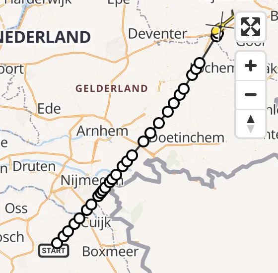 Vlucht Traumahelikopter PH-DOC van Vliegbasis Volkel naar Holten op zaterdag 21 december 2024 23:36