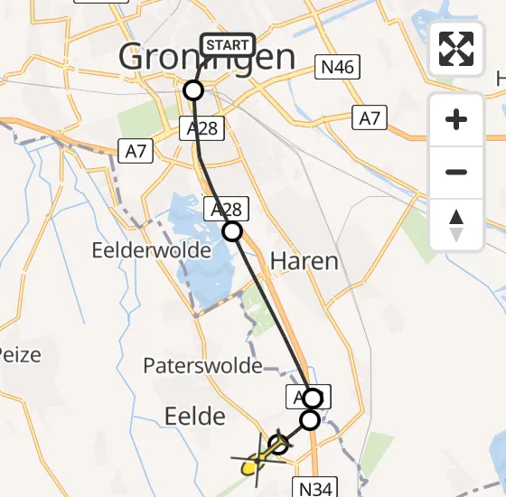 Vlucht Traumahelikopter PH-TTR van Universitair Medisch Centrum Groningen naar Groningen Airport Eelde op zondag 22 december 2024 0:35