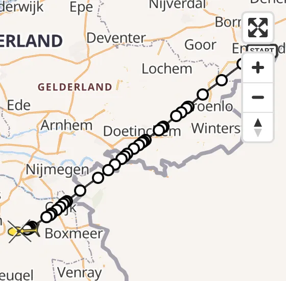 Vlucht Traumahelikopter PH-DOC van Enschede naar Vliegbasis Volkel op zondag 22 december 2024 0:50