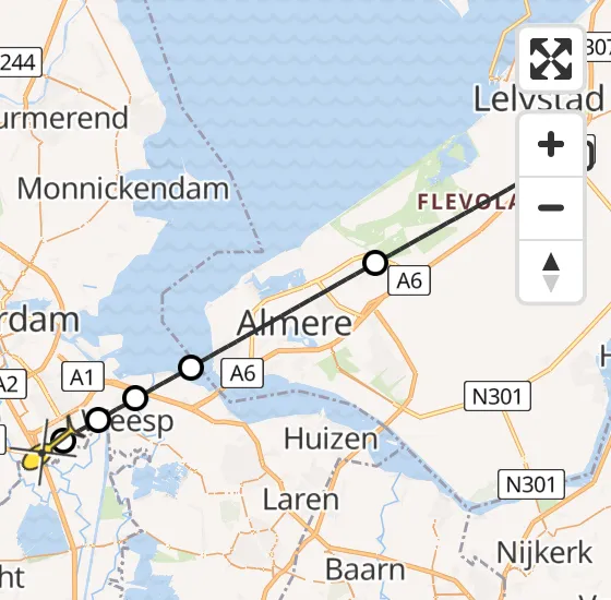 Vlucht Traumahelikopter PH-LLN van Lelystad naar Academisch Medisch Centrum (AMC) op zondag 22 december 2024 2:08