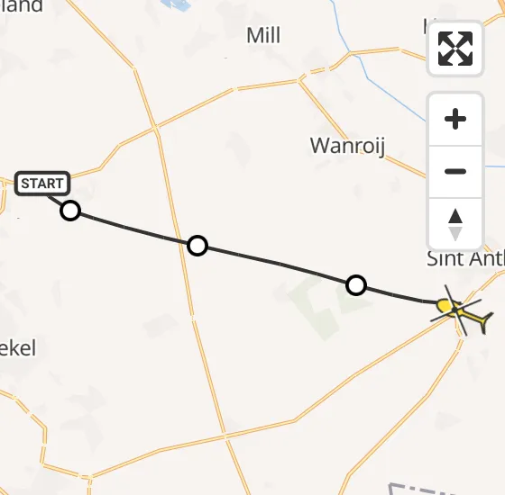 Vlucht Traumahelikopter PH-DOC van Vliegbasis Volkel naar Oploo op zondag 22 december 2024 10:24