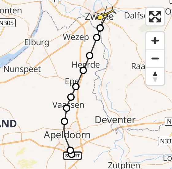 Vlucht Traumahelikopter PH-LLN van Lieren naar Zwolle op zondag 22 december 2024 11:36