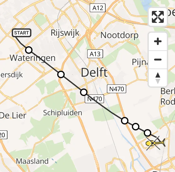 Vlucht Traumahelikopter PH-UMC van Den Haag naar Rotterdam The Hague Airport op zondag 22 december 2024 13:27