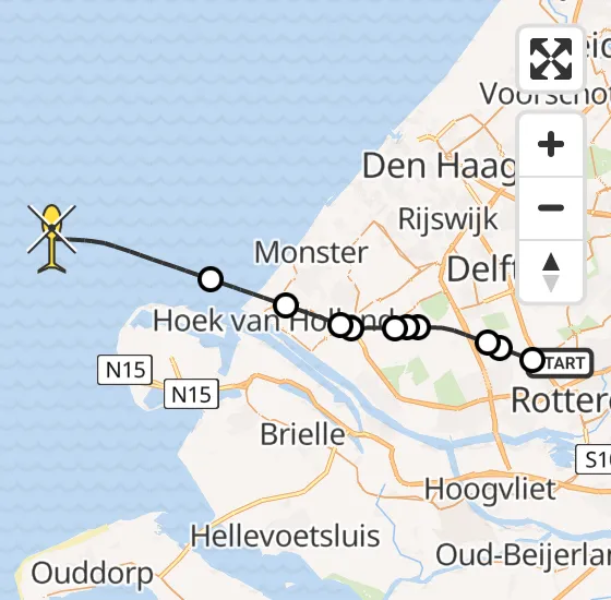 Vlucht Kustwachthelikopter PH-SAR van Rotterdam The Hague Airport naar  op zondag 22 december 2024 14:21