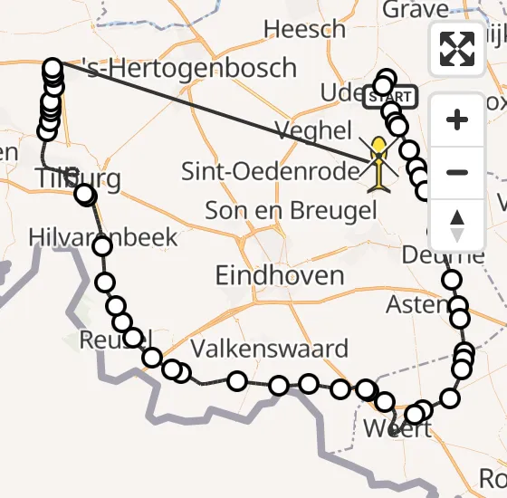 Vlucht Politiehelikopter PH-PXC van Vliegbasis Volkel naar Gemert op zondag 22 december 2024 15:20