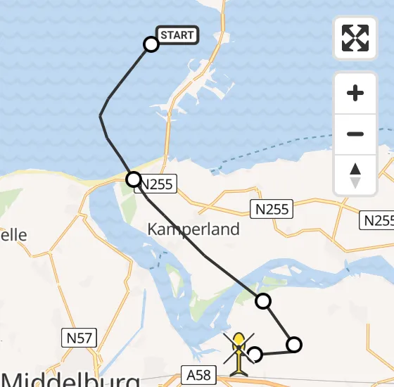 Vlucht Kustwachthelikopter PH-SAR van Burgh-Haamstede naar Vliegveld Midden-Zeeland op zondag 22 december 2024 16:25