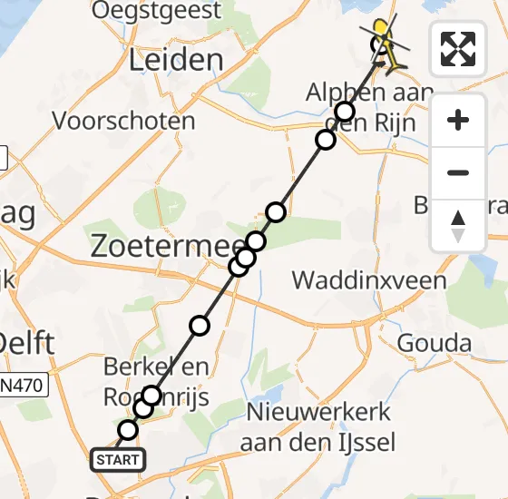 Vlucht Traumahelikopter PH-UMC van Rotterdam The Hague Airport naar Woubrugge op zondag 22 december 2024 17:10