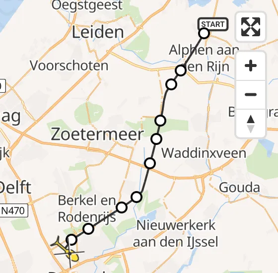 Vlucht Traumahelikopter PH-UMC van Woubrugge naar Rotterdam The Hague Airport op zondag 22 december 2024 17:42